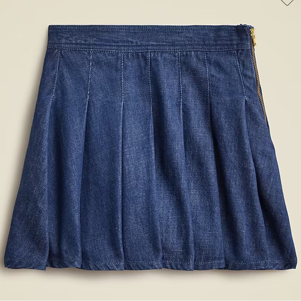 J. Crew Crewcuts Girls Pleated Skirt in Drapey Denim, Sz 10, NWOT